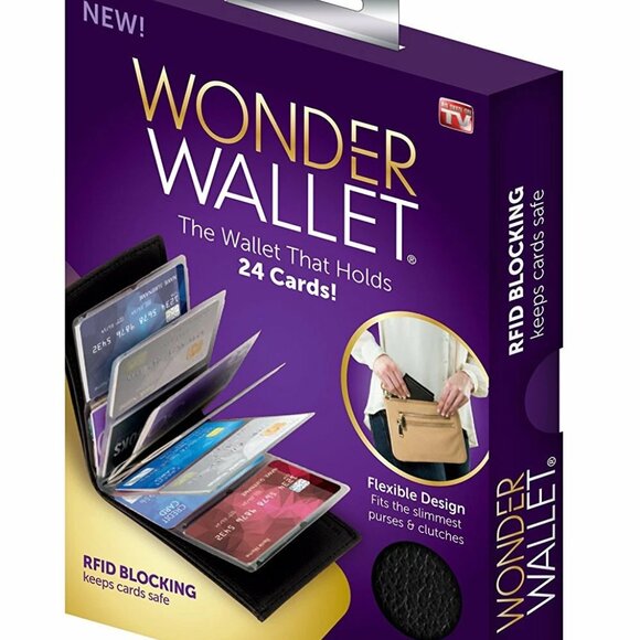 Wonder Wallet Amazing Slim RFID Wallet As Seen on TV Black Leather Wonder Wallet - Picture 7 of 7